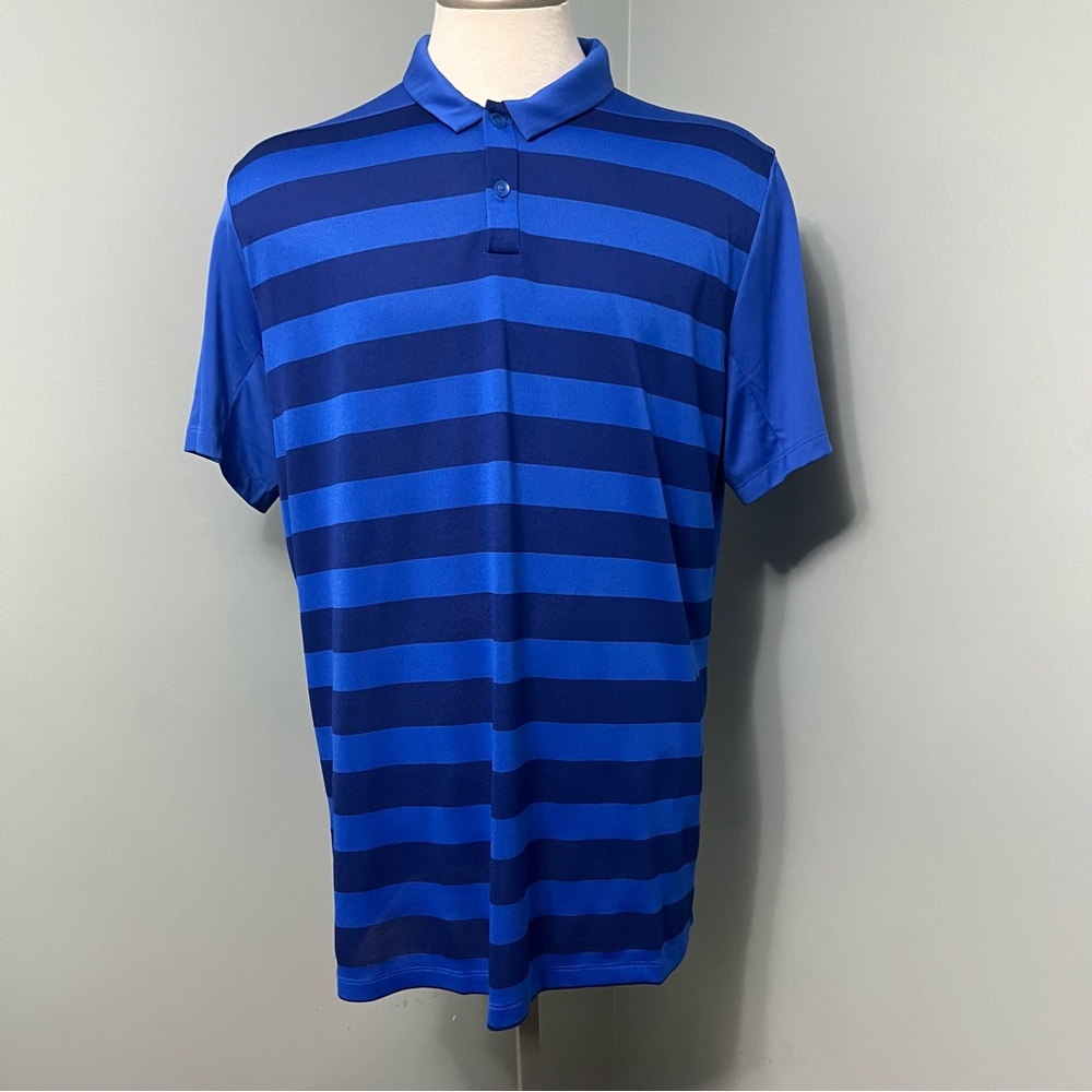 NIKE Golf Dri fit Men's Blue Striped Polo Shirt size XL short sleeve